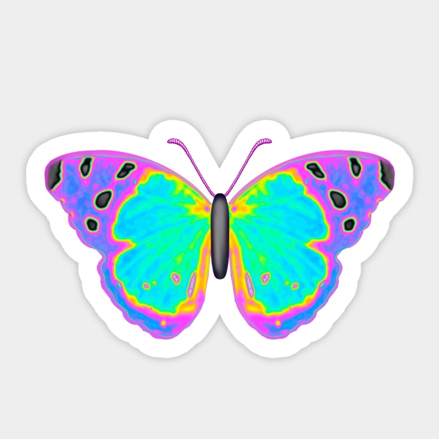 Holographic Pink and Turqoise Butterfly Sticker by dinaaaaaah